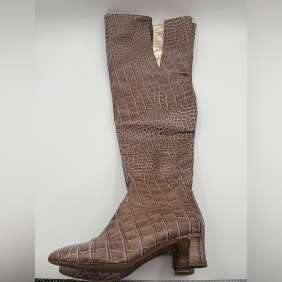 Ann Klein Brown Crocodile  Embossed Pattern Over The Knee-High Boots SiZ 7 - Picture 10 of 14